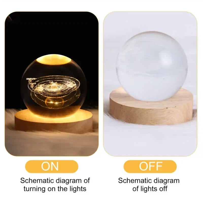 3D Crystal Glass Shiva Sculpture LED Night Lamp with Wooden Base