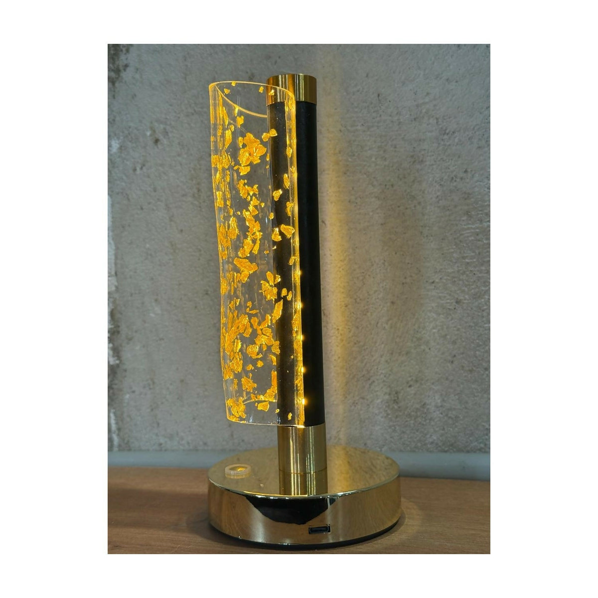 3D Illusion Golden Flakes LED Vase Shape Table Lamp with Touch Control